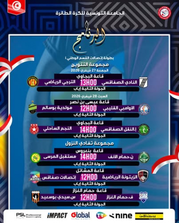 الكرة الطائرة: الترجي الرياضي يفوز على مضيفه النادي الصفاقسي