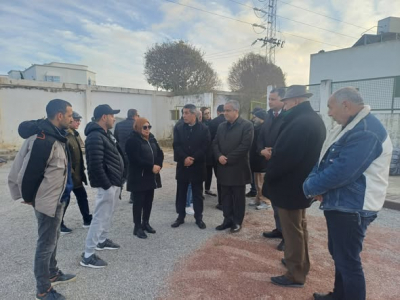 *#والي #بنزرت يتفقد  نسق تنفيذ مشروع تهيئة وتعشيب الملعب البلدي براس الجبل.